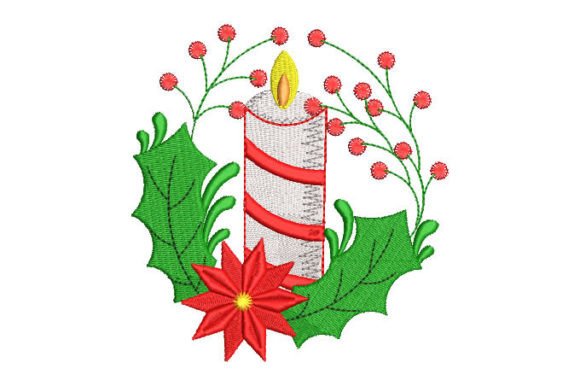 Christmas Candle with Star and Leaves