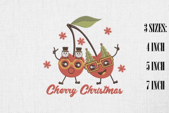 Cute Cherries Xmas Embroidery