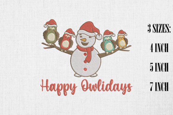 Happy Owlidays Christmas Snowman Owls